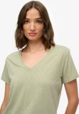 Superdry Studios Slub T-shirt met Borduursel Dames Dusty Sage