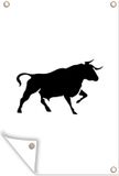 GreatGardenPosters Tuinposter buiten Zwart-witte illustratie van een stier - 60x90 cm - PVC - Rechthoek