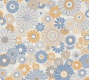 A.S. Création Retro Chic Vliesbehang Bloemen Blauw Oranje Grijs Crème Beige 53cm x 8.5m