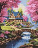 IDEYKA Ein Haus in Flowers - Diamond Art Painting Sets voor Volwassenen Diamant Dot Painting voor beginners, diamantmozaïek op frame, edelsteen-kunstschildersets, doe-het-zelf knutselsets, 40 х 50 cm