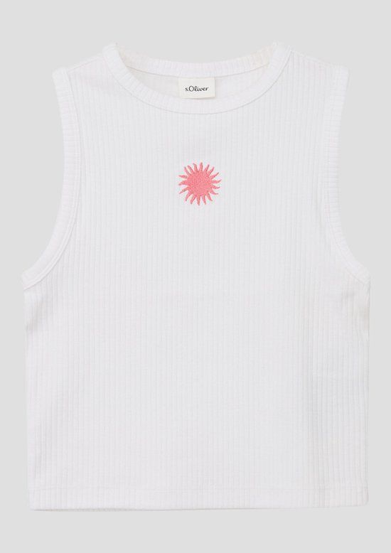 s.Oliver T-shirt met korte mouwen en ronde hals voor kinderen, wit, maat 170/176
