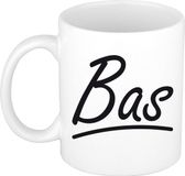 Bellatio Decorations Bas Naam koffiemok - beker - met sierlijke letters - wit