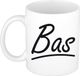 Bellatio Decorations Bas Naam koffiemok - beker - met sierlijke letters - wit