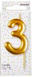 amscan Gouden numerieke kaars 3
