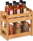 Merkloos Relaxdays kruidenrek bamboe, 2 etages, staand, 23 x 25,5 x 15,5 cm