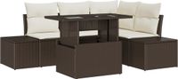 vidaXL Tuinbank Set 5-delig Bruin/Crème Polyrattan