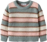 Name it Gebreide trui regular fit, Lange mouw, Ronde hals, Gestreept, 50% Gerecycled polyester, 50% Polyester, Groen, Kinderen