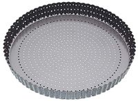 Master Class Crusty Bake Quiche-bakvorm, 30 cm, geribbeld, anti-aanbaklaag, rond, grijs, blik