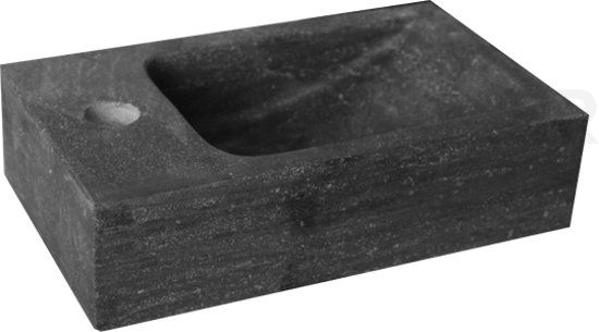 Badkamerplanet Natuursteen Fontein Mini 30x18x8 cm - Wit/RVS