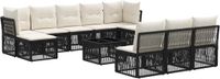 vidaXL Tuinbankenset 11-delig Zwart Polyrattan