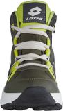 Lotto Kinderwinterlaarzen 2601330K Olive/Lime Leer Textiel Ritssluiting Veters Hoog Waterdicht Winddicht