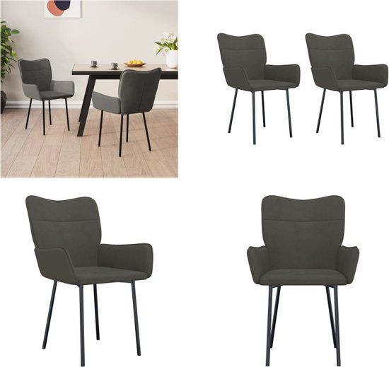 vidaXL Eetkamerstoelen 2 stuks fluweel donkergrijs