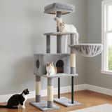 Markenlos Famanu Grote kattenboom met comfortabel platform, luxe krabpaal voor meerdere katten