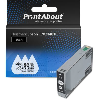 PrintAbout Huismerk Epson T70214010 Inktcartridge Zwart