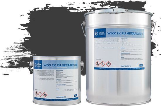 Wixx 2K PU Metaalverf - 5L - RAL 9005 Gitzwart - Glans - Voor Binnen & Buiten