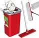 GreenBlue Green Blue MaxiClean Platte mopset - Vloerwisser mop - reiniger 360° draaibaar - Rood