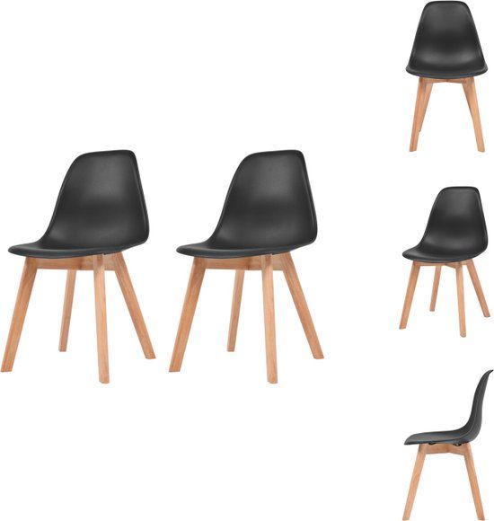 vidaXL Eetkamerstoelen 2 stuks kunststof zwart