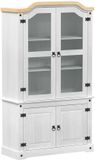 vidaXL Vitrinekast Wit 103,5 x 42 x 180 cm Massief grenenhout
