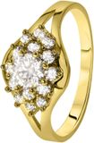 Lucardi Dames Ring met zirkonia - Ring - Cadeau - 14 Karaat Goud - Geelgoud
