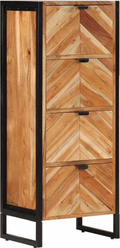 vidaXL Badkamerkast 40x30x100 cm massief acaciahout en ijzer