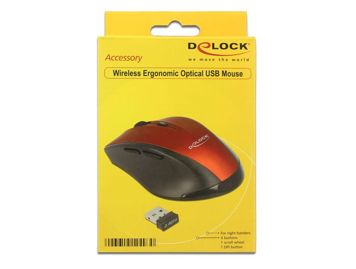 DeLOCK 12493 - Muis - Zwart, Rood