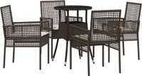 vidaXL 5-delige tuin eetkamerset bruin poly rotan