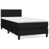 vidaXL Boxspringbed met matras, stof, zwart, 90x200 cm