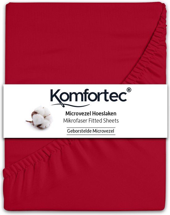 Komfortec Hoeslaken - 140x200 cm - Rood - 30cm Matrashoogte - Microvezel