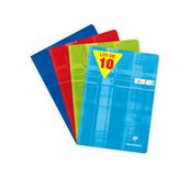 Clairefontaine 3169C Pak met 10 Geniete Alfabet notitieboek - A4 21x29,7 cm - 96 Pagina’s Kleine Ruitjes - Papier Wit 90 g - Omslag Gecoat Karton - Willekeurige Kleuren