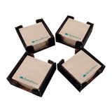 Verpakking Hostelnovo Verpakking met 100 papieren servetten, 100% recyclebaar en biologisch afbreekbaar + 4 servetringen van gerecycled karton, zwart, ideaal voor cocktails, 10 x 10 cm, opgevouwen.
