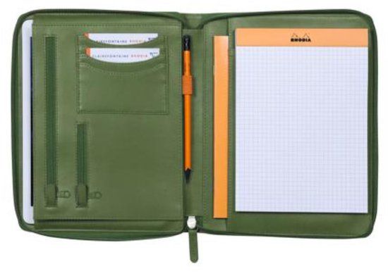 Rhodia Schrijfmap - Conferentiemap - Kunstleer - A5 - Salie Groen