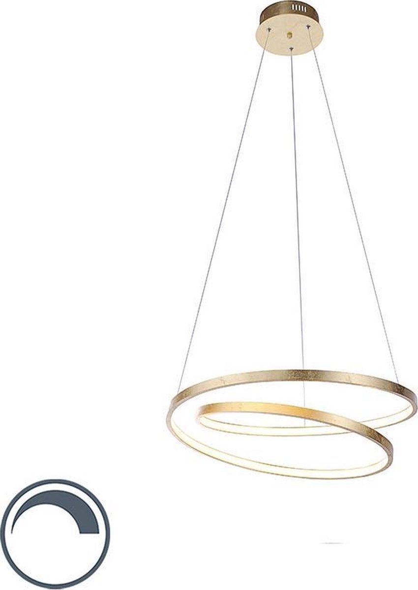 PAUL NEUHAUS rowan - Design LED Dimbare Hanglamp met Dimmer - 1 lichts - Ø 55 cm - Goud/messing - Woonkamer | Slaapkamer