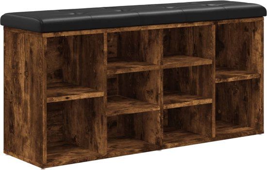 vidaXL Schoenenbank 102x32x50 cm bewerkt hout gerookt eikenkleurig