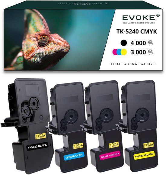 Evoke TK-5240 CMYK Toner Cartridge Set (4000 Black, 3000 Color)