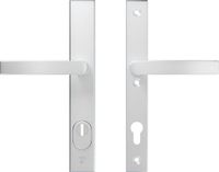 AXA Veiligheidsbeslag (Edge Plus) Smal Aluminium glad: Kruk-Kruk (model Blok) PC92 met kerntrekbeveiliging SKG***