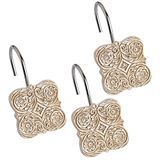 Creative Scents Douchegordijnringen, set van 12 doucheset ringen, 100% roestvrij, voor badkamer douchegordijnroede Victoria collectie (beige)