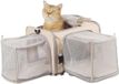 Merkloos / Sans marque Wan GmbH Huisdier Transportbox - Draagbare Reismand - Veilig Reizen - Ademend Mesh Ontwerp - 43 x 30 x 7 cm - Crèmekleurig