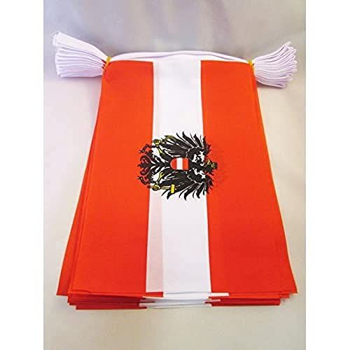 Austria with Eagle 6m Bunting Flag 20 Flags 9'' x 6'' - Austrian Coat of Arms String Flags 15 x 21 cm - AZ FLAG