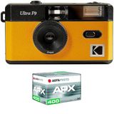 KODAK Set F9 Argentical + Film 400 ASA – Oplaadbare Camera, 35 mm Geel, Vaste Groothoeklens, Optische Zoeker, Geïntegreerde Flash + Film APX 00, 36 Poses