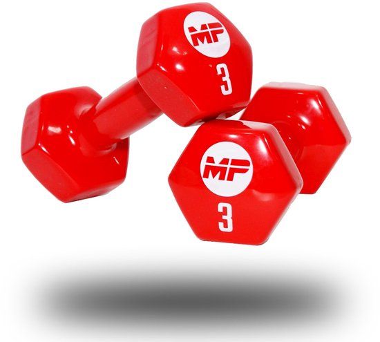 Muscle Power Vinyl Dumbbells - 2 x 3 kg - Rood