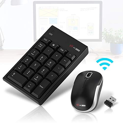 Be Winner Draadloos numeriek toetsenbord, 2,4 GHz draadloos toetsenbord, 1200 dpi optische muis en 22-knoppen draadloos numeriek toetsenbord, plug-and-play, geen software of stuurprogramma's vereist