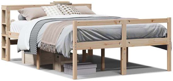 vidaXL Seniorenbed met hoofdbord massief grenenhout 160x200 cm
