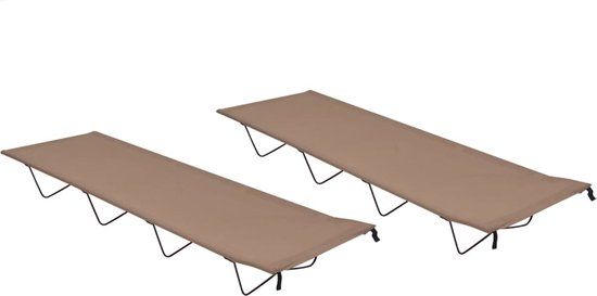 vidaXL Campingbedden 2 stuks 180x60x19 cm Oxford stof en staal Taupe