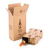 Only Boxes Verpakking met 5 dozen voor verzendflessen, inhoud voor 2 flessen, met zeer beschermende binnenbox, voorkomt beschadigingen