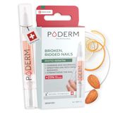 PODERM Verzorging 5-in-1 nagelpen, broos, gestreept, gebroken, beschadigd en ontdubbeld, 4 ml, Twist & Go extra sterke verharder met fytokeratine, versterkt en voedt, gemaakt door een podoloog in