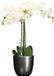 Mica Decorations Orchidee kunstplant wit - 75 cm - inclusief bloempot titanium grijs glans
