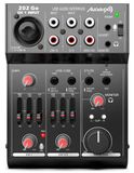 Audibax 202 Go Geluidsmengpaneel, 3-kanaals audio-mengkraan, microfooningang, USB-interface, 2-bands equalizer, stroomvoorziening 48 V Phantom Power