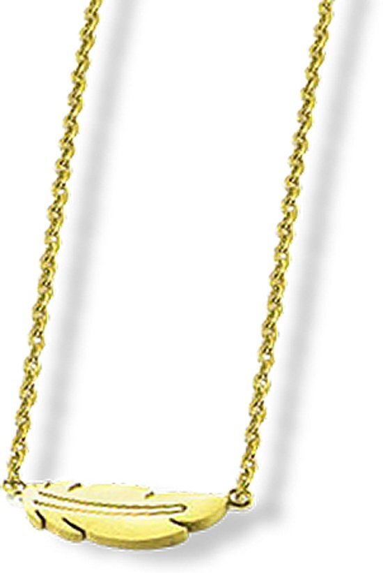 Amanto Ketting Ema Gold - Dames - 316L Staal Goudkleurig PVD - Veer - 15x5 mm - 45+5 cm