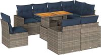 vidaXL 9-delige Dining Loungeset met Kussens Polyrattan Grijs