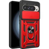 Google Pixel 9 et 9 Pro 5G 5G - housse etui rigide anti choc + film ecran - ROUGE